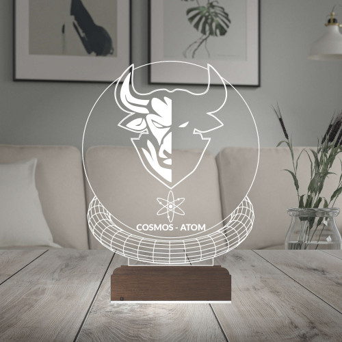 Kirppi 3d Lamba Crypto Cosmos Atom Coin Kripto Finans Masa Gece Lambası