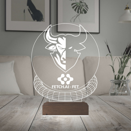 Kirppi 3d Lamba Crypto Fetch Ai Fet Coin Kripto Finans Masa Gece Lambası