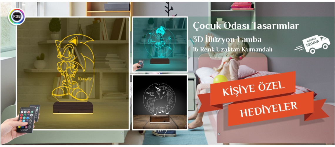 Kirppi 3d Kişiye Özel Lamba Çocuk Odası